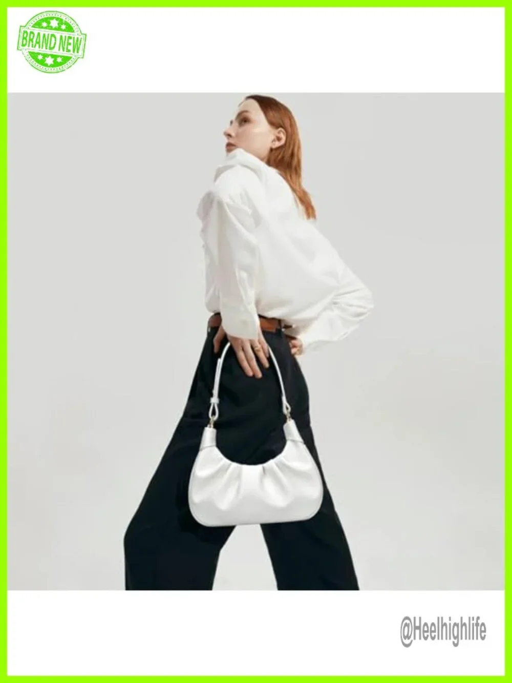 Faux Leather Hobo Shoulder Bag with Detachable Gold Chain